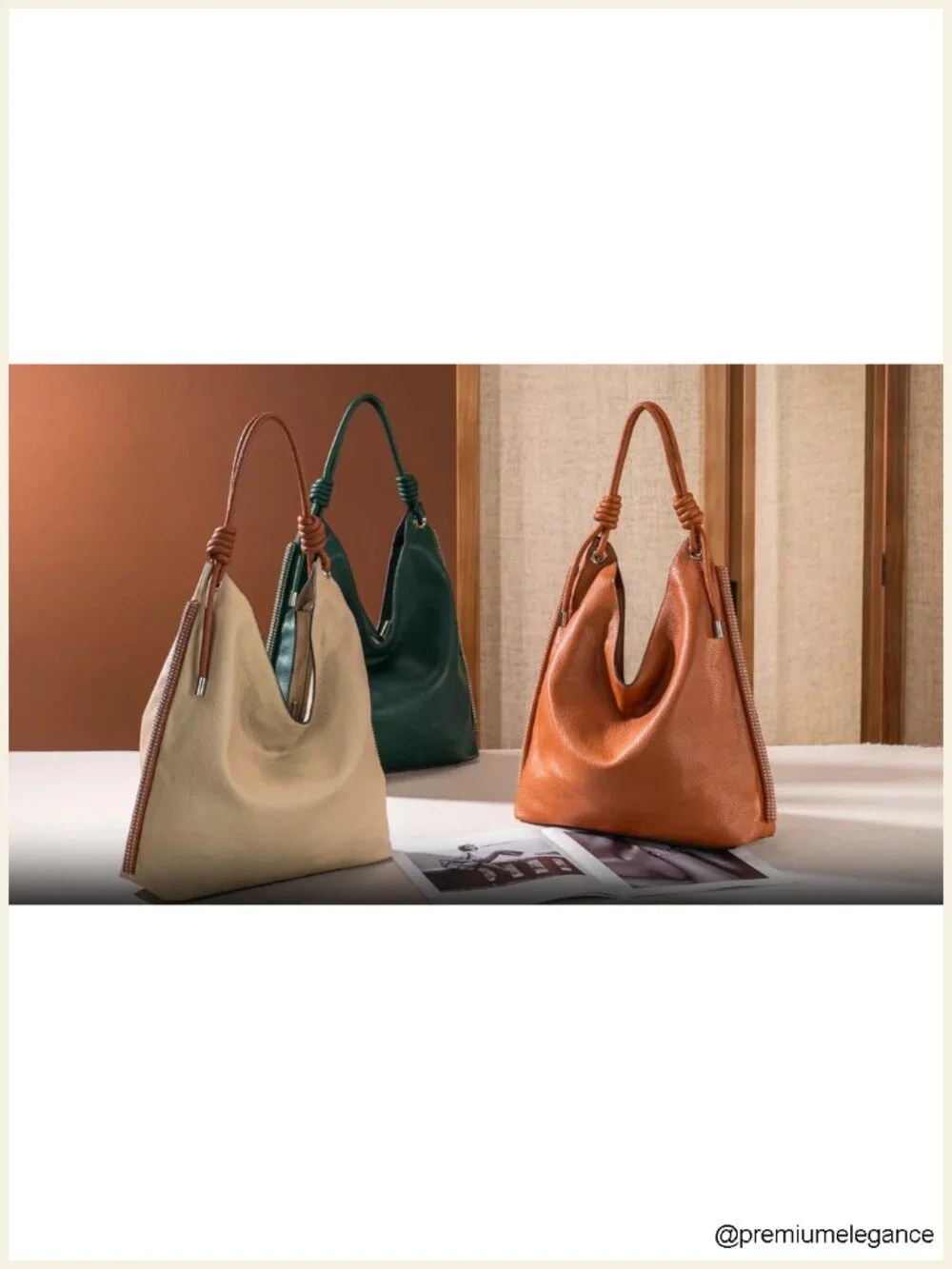 Soft Slouchy PU Leather Hobo Bag with Knotted Top Handle